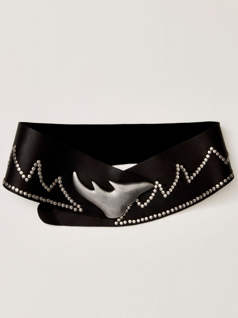 Free People Adorn Belt. NWT. Black Studded Leather Waist Belt w/ Silver Accent